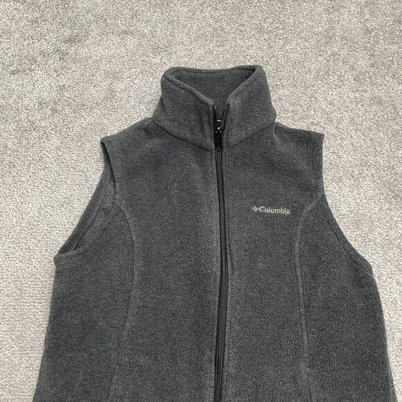 Columbia Benton Springs Fleece Jacket Vest Womens Small Dark Gray Outdoor Hiking - Picture 10 of 12